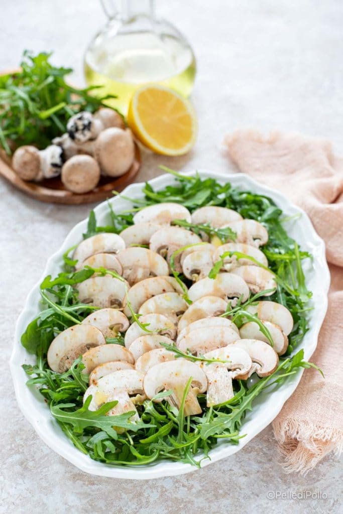 salade de champignons avec roquette