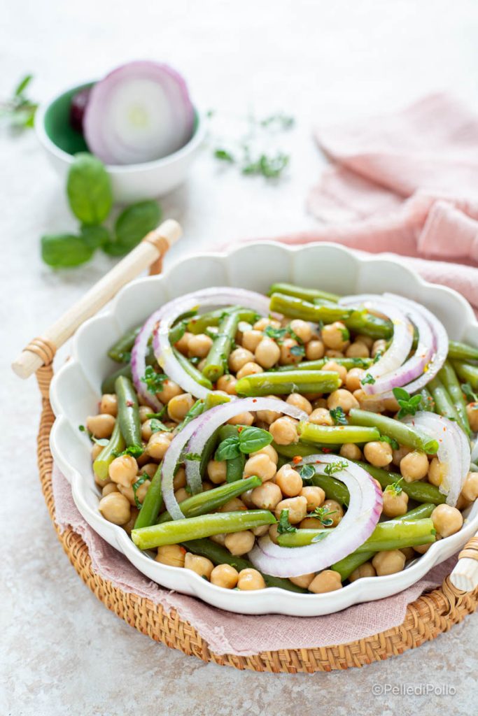 salade de pois chiches et haricots verts aux herbes