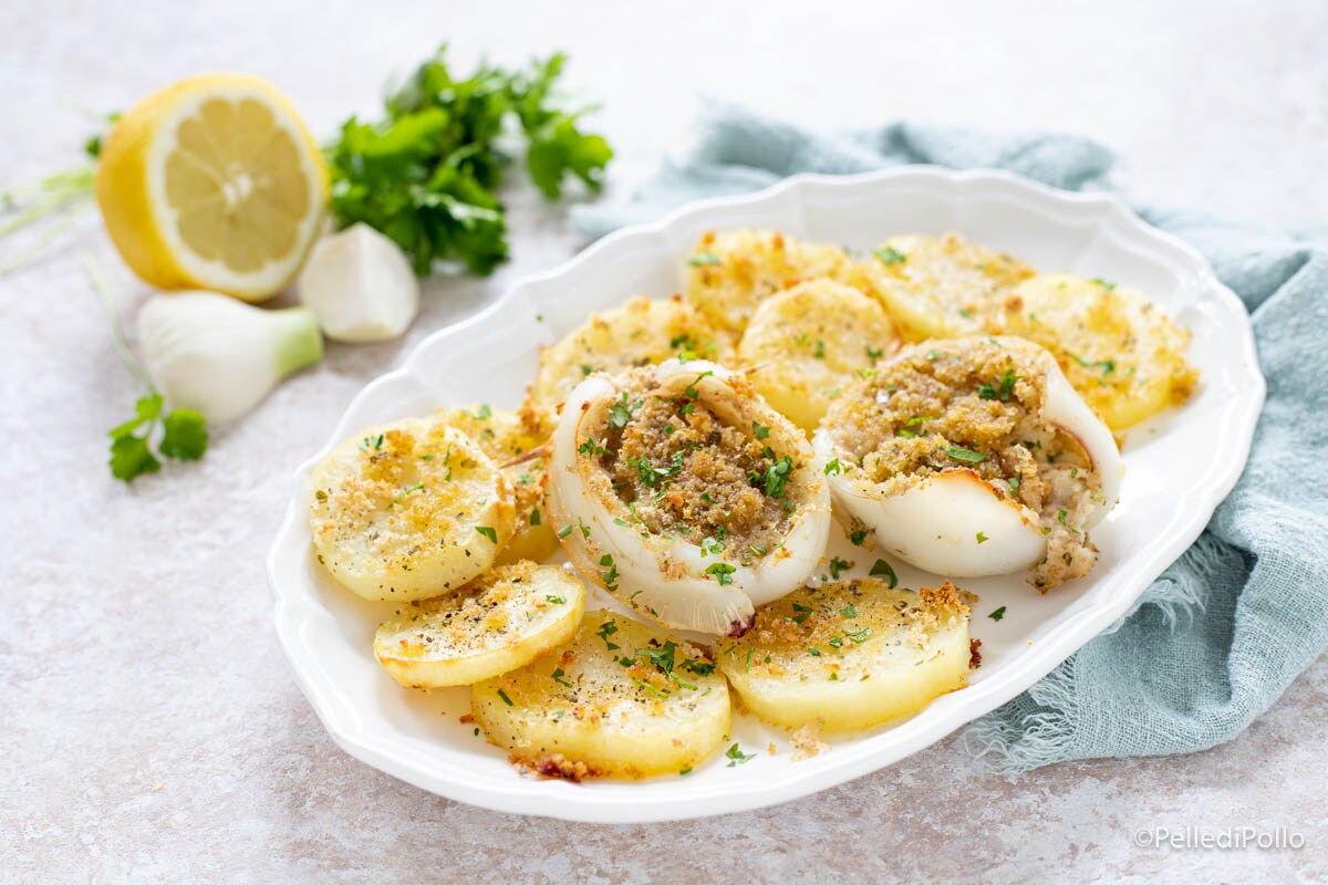 Seiches avec pommes de terre au four