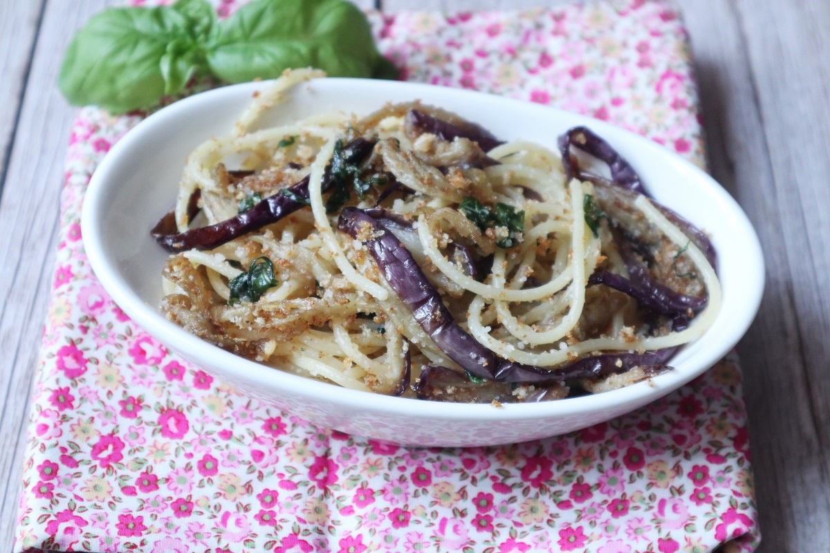Spaghetti aux aubergines frites