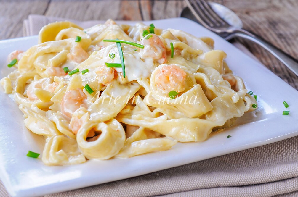 Tagliatelles crevettes mascarpone et béchamel vickyart arte in cucina