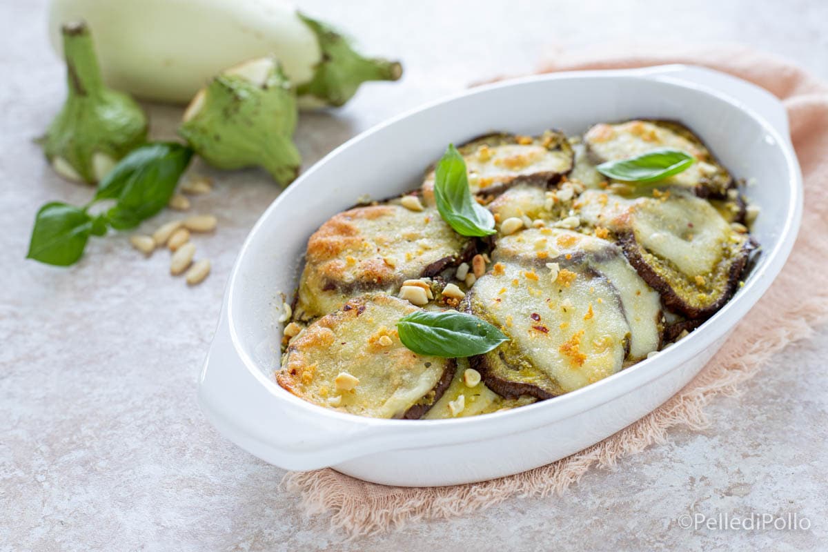 Tarte d’aubergines au pesto et provola