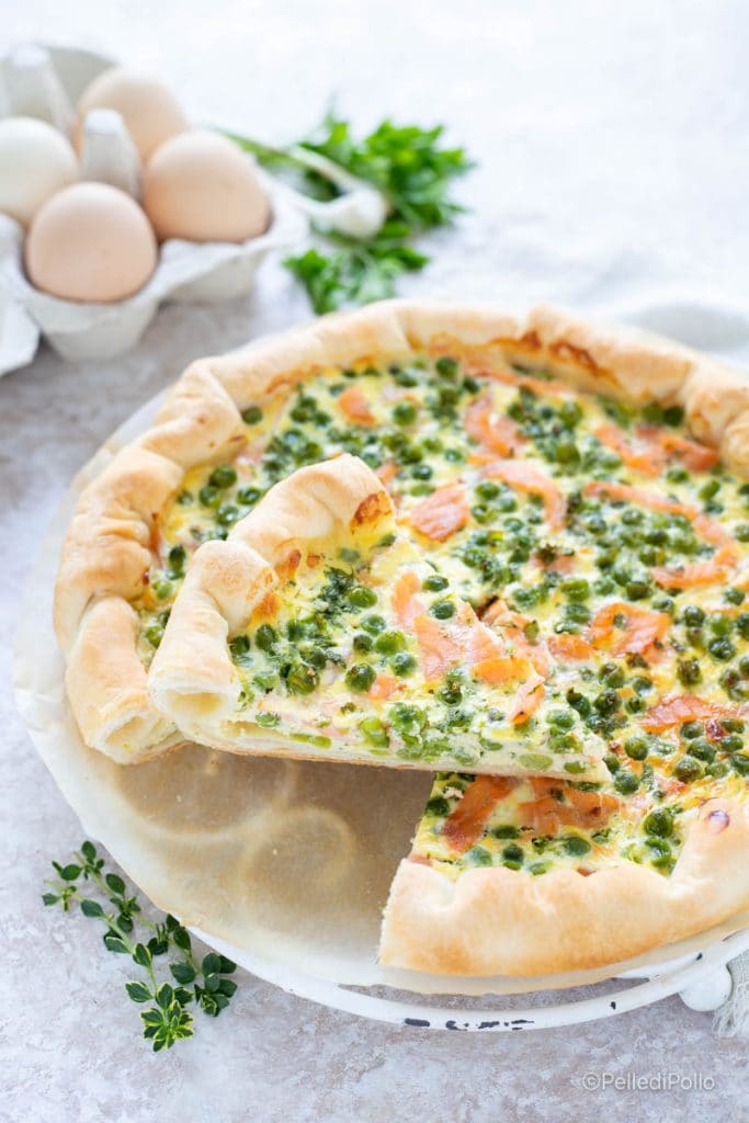 tarte feuilletée aux pois et saumon fumé