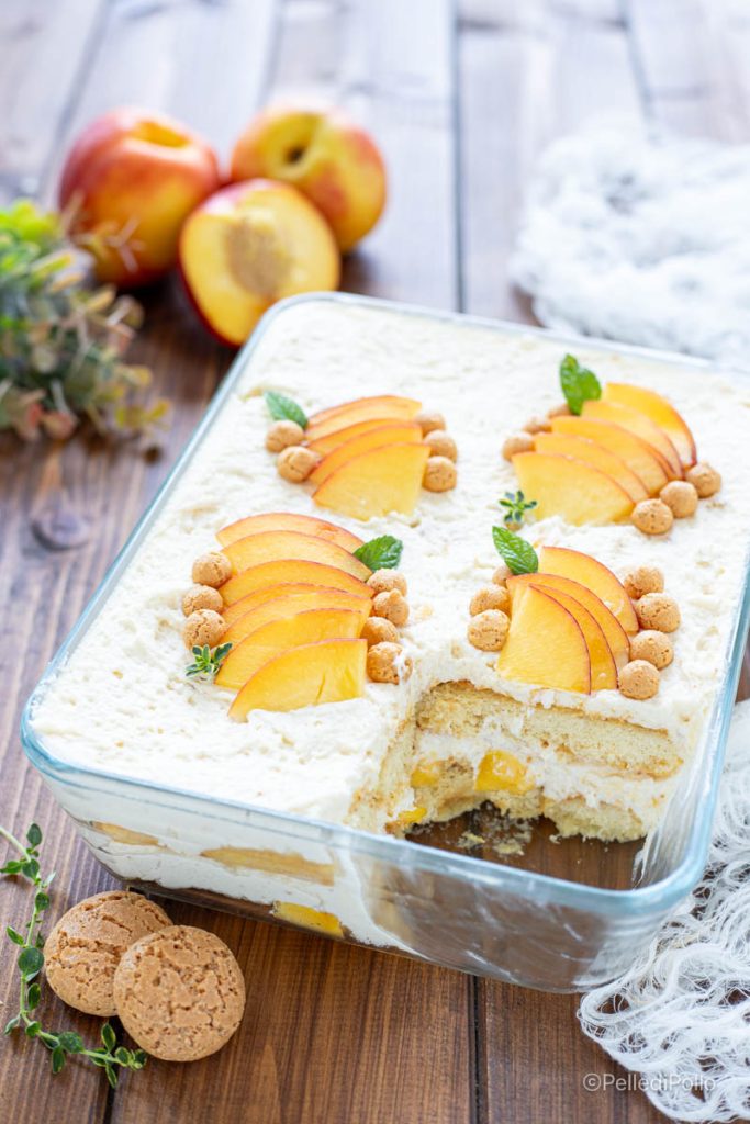 tiramisù avec pêches sans œufs