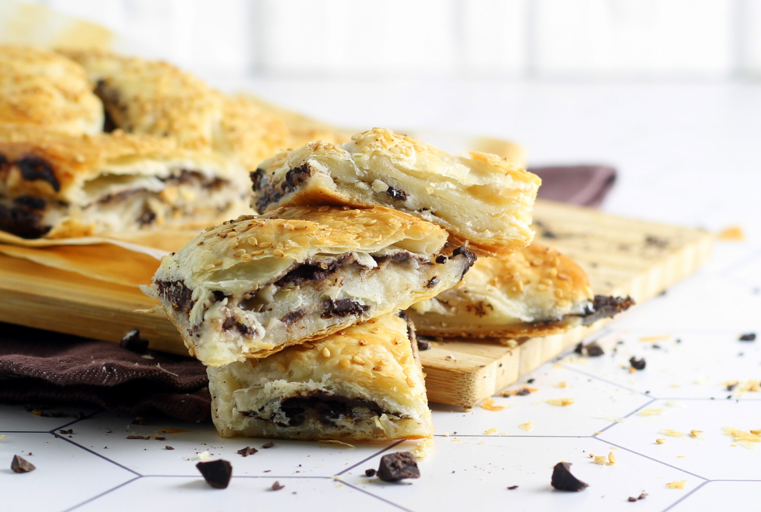 Tresse avec crème aux amandes et chocolat