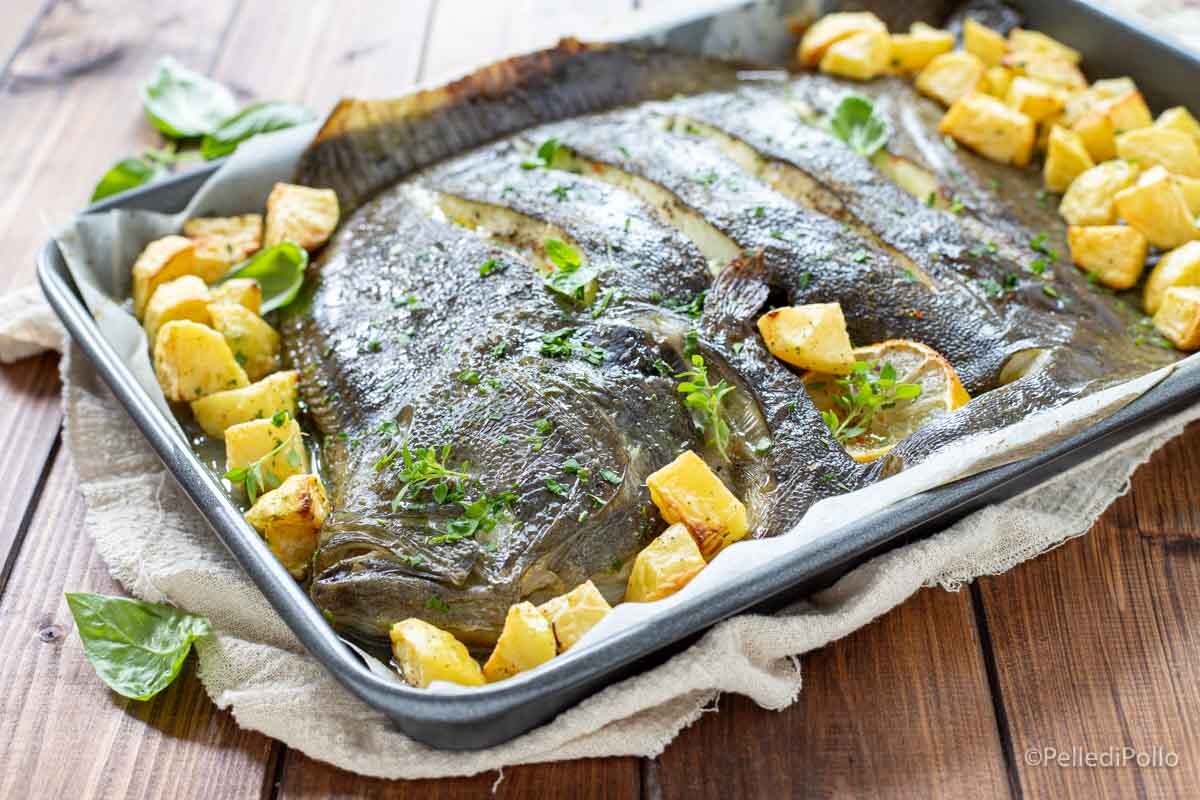 Turbot au four avec pommes de terre