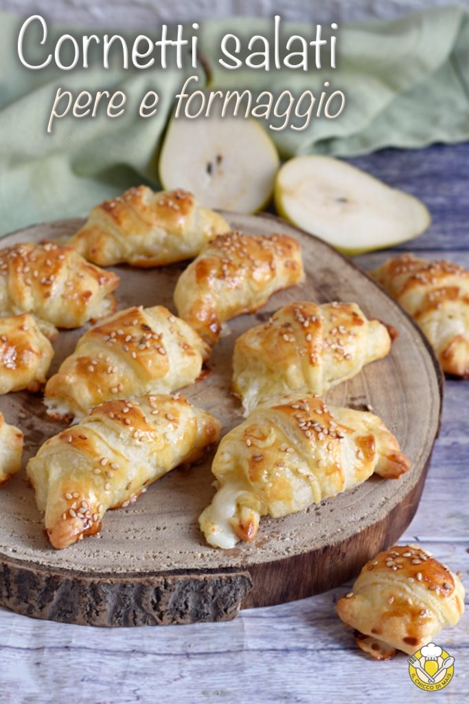 v_ croissants salés poires et fromage avec pâte feuilletée recette amuse-bouche apéritif rapide particulier le grain de maïs