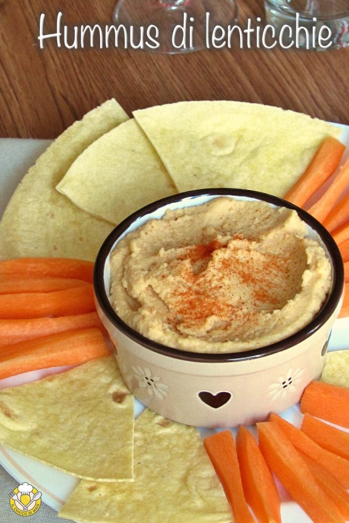 v_ houmous de lentilles décortiquées recette crème de lentilles tartinable pour sandwiches, dip, chips, crudités le chicco di mais