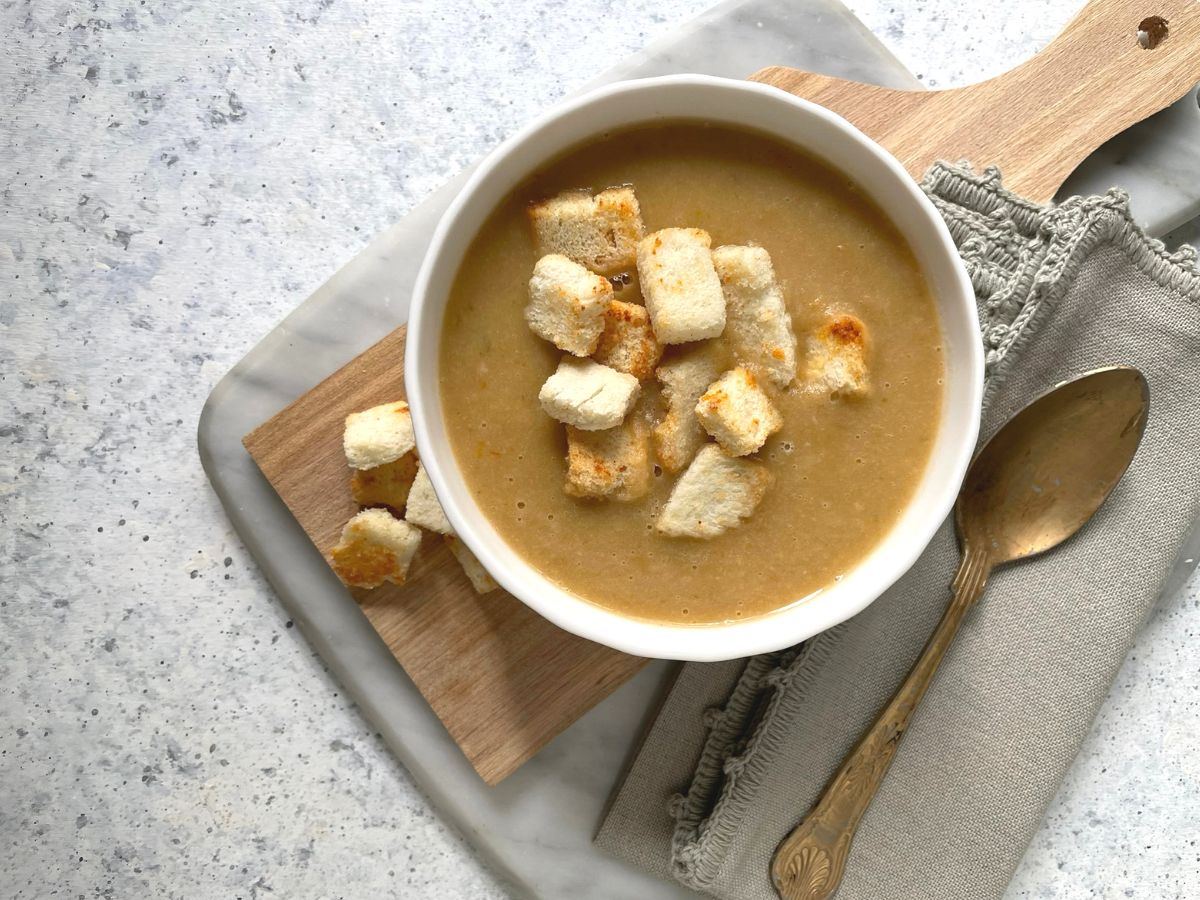 Velouté de poireaux et haricots borlotti