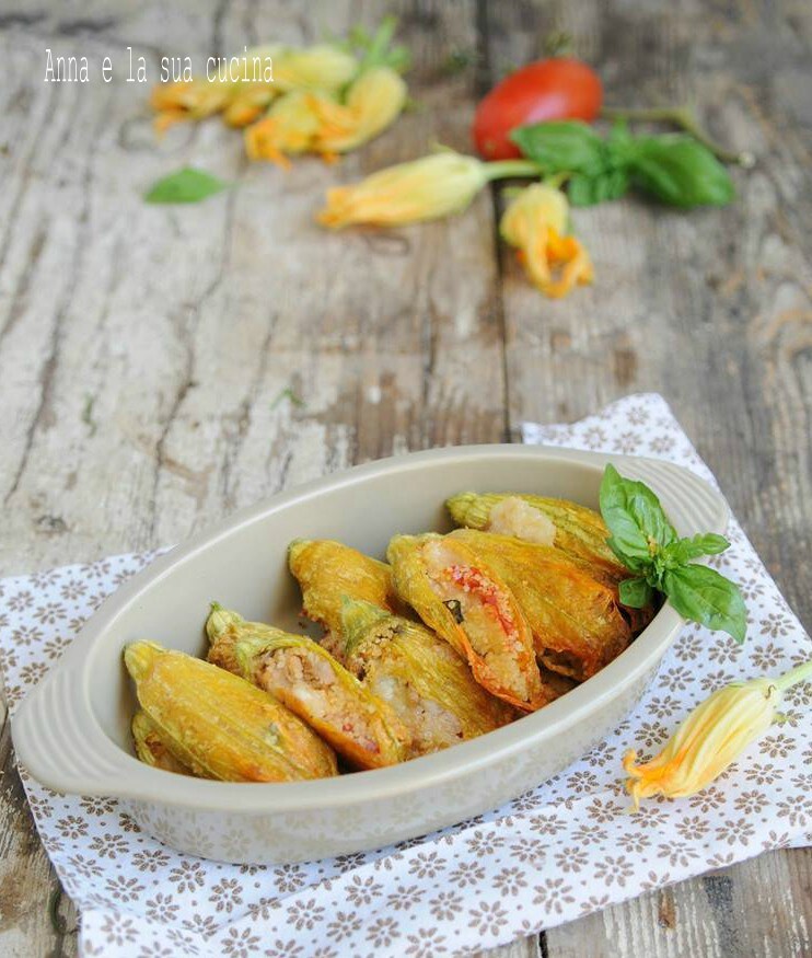 Fleurs de courgettes farcies au couscous au four
