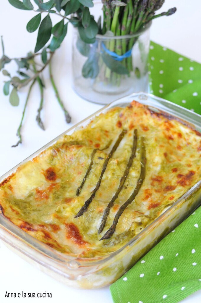 Lasagnes crémeuses ondulées aux asperges et capocollo