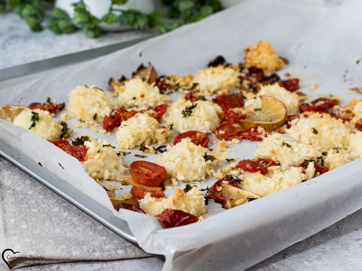 CALAMARS GRATINÉS AU FOUR avec tomates cerises