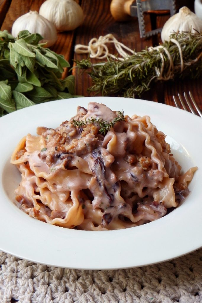 Pâtes au radicchio et saucisse