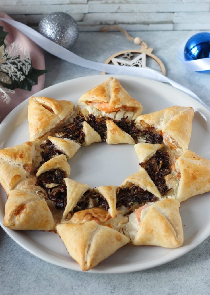 étoile de feuilleté au saumon et radicchio