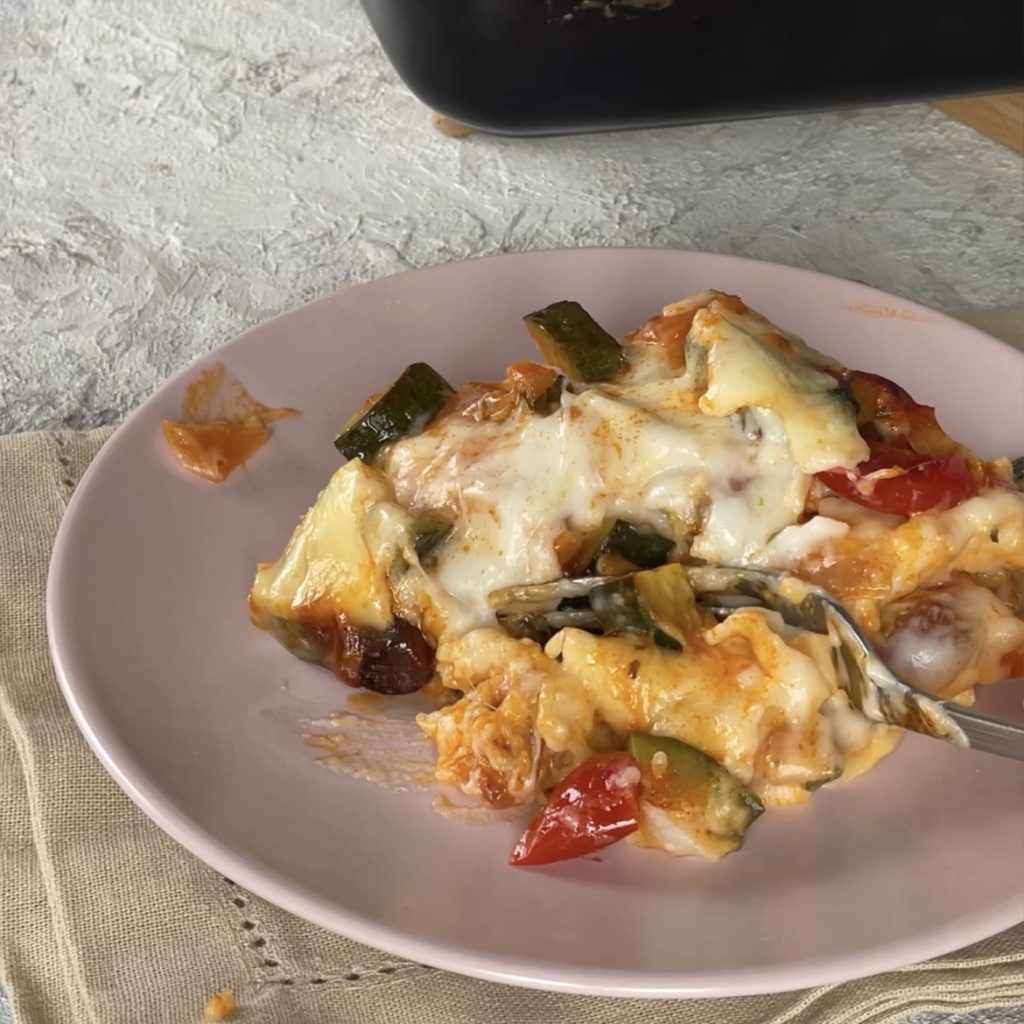 Lasagnes avec pain carasau et légumes