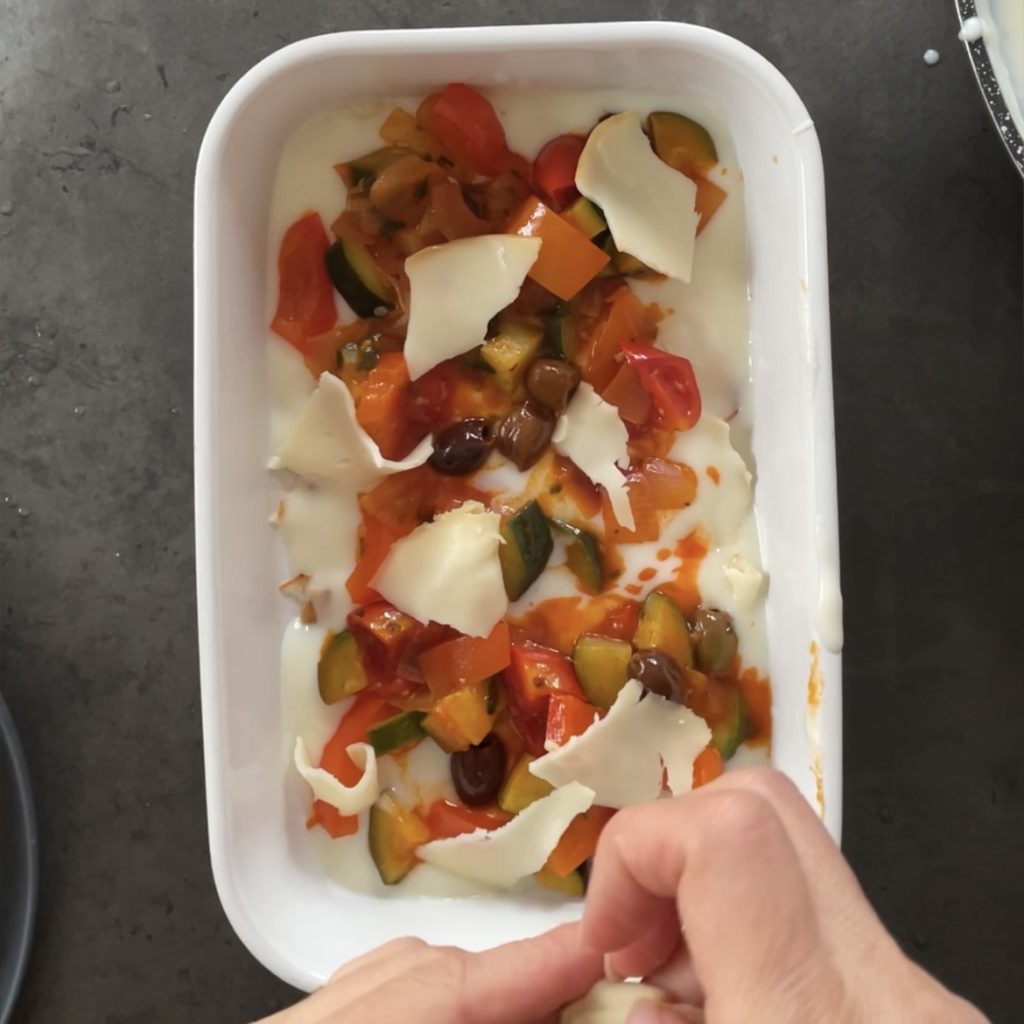 Lasagnes avec pain carasau et légumes