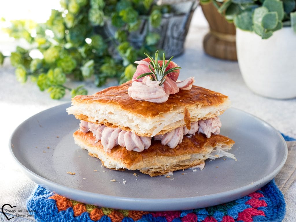 Millefeuille salée au jambon