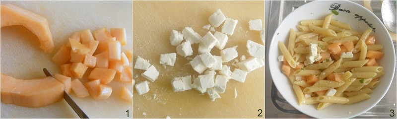 salade de pâtes au melon et feta, recette rapide le grain de maïs 1