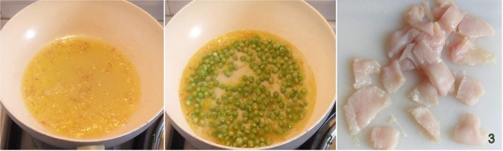 Poulet au safran avec petits pois 1 cuire les petits pois