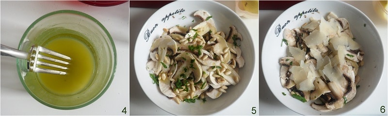 Salade de champignons crus avec parmesan et pignons recette le grain de maïs 2 assaisonner les champignons de Paris