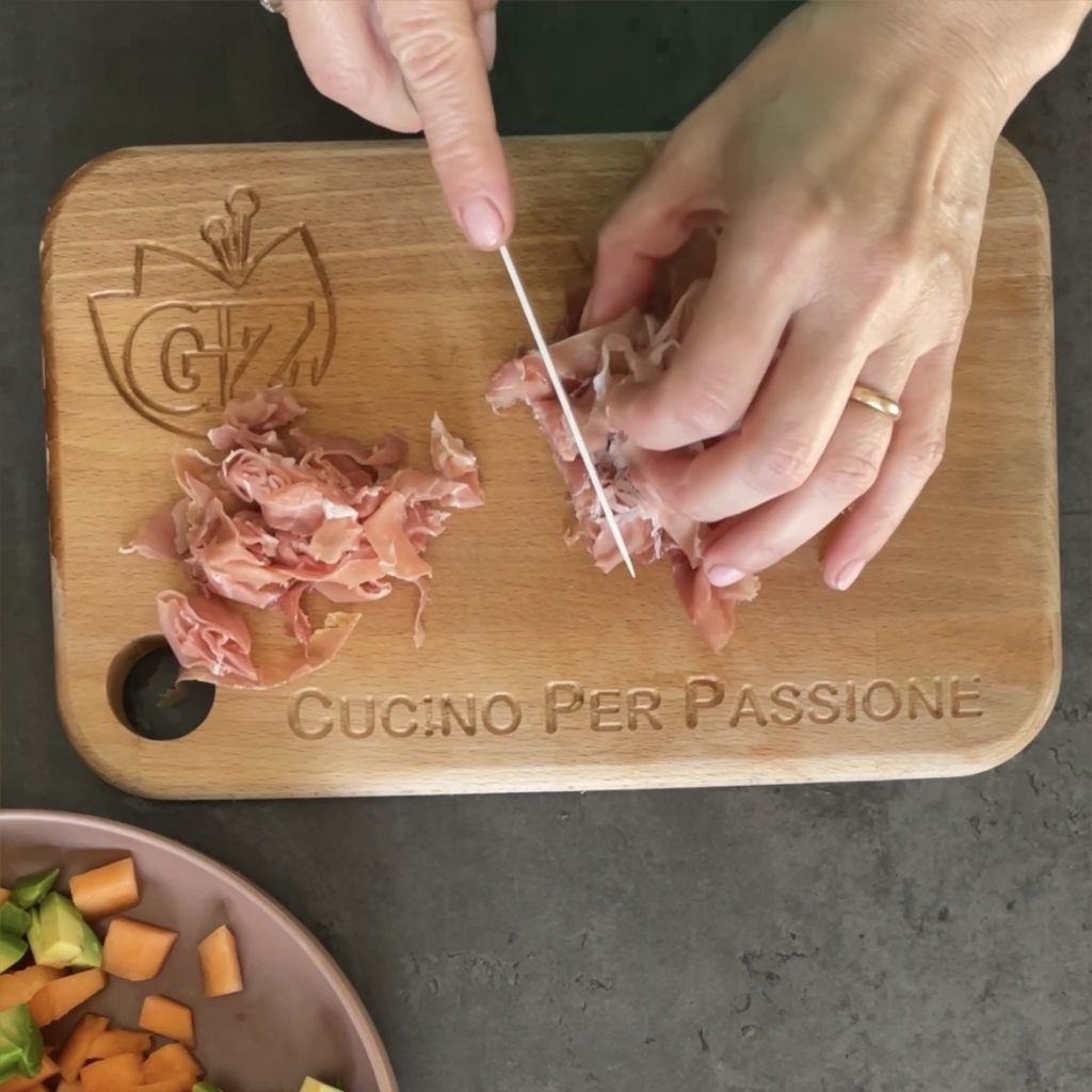 Salade de riz jambon et melon avec avocat