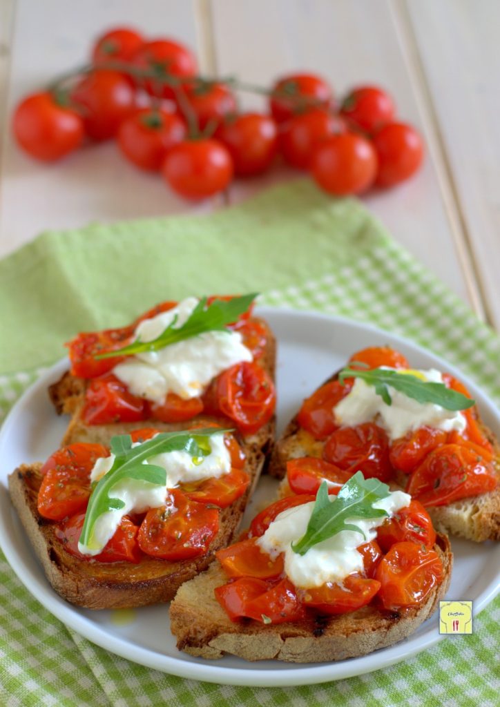 bruschettes tomates cerises caramélisées et burrata gp