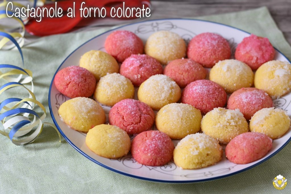 castagnoles colorées moelleuses au four avec sirop au limoncello alchermes ou avec sirop sans alcool recette de carnaval également sans gluten le chicco di mais
