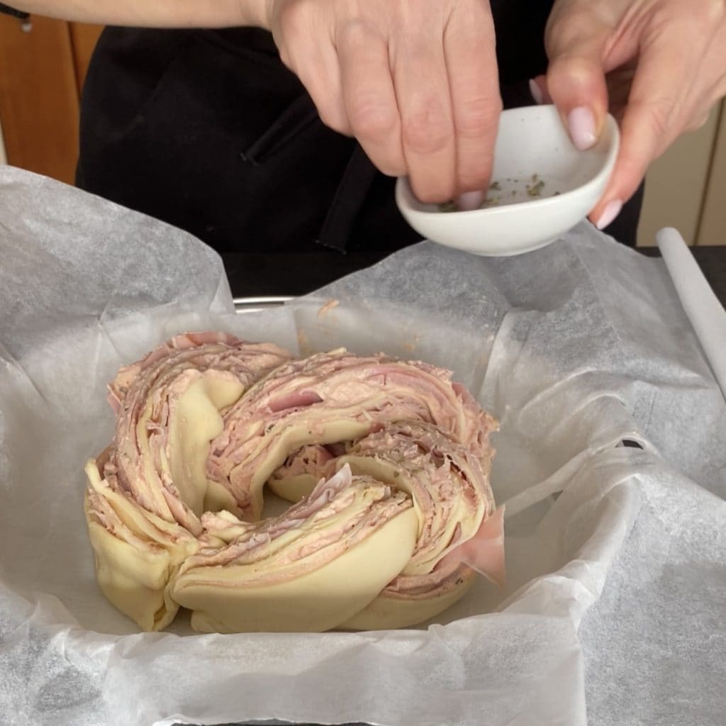 couronne de pâte feuilletée de Noël
