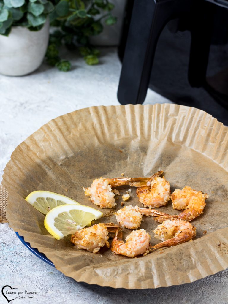 crevettes dans une friteuse à air