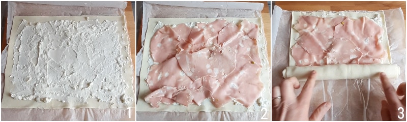 entrée de Noël avec spirales feuilletées salées sapin de Noël 1 farcir avec mortadelle