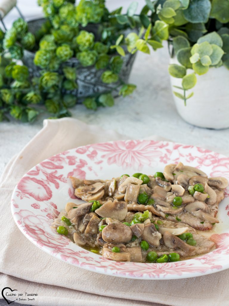 escalopes champignons et petits pois