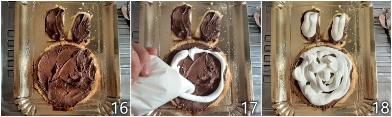 f. garnir le gâteau Labubu avec Nutella et glaçage au mascarpone