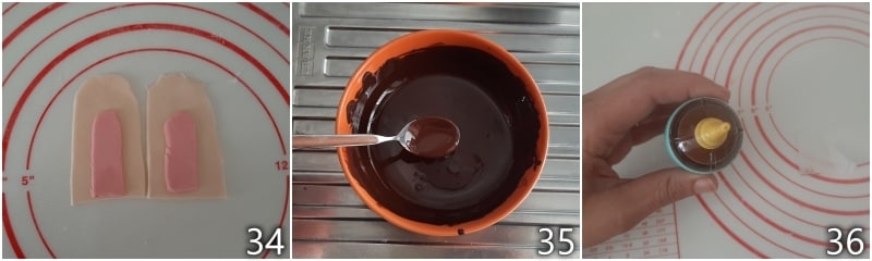 n. faire fondre le chocolat noir pour faire les contours noirs