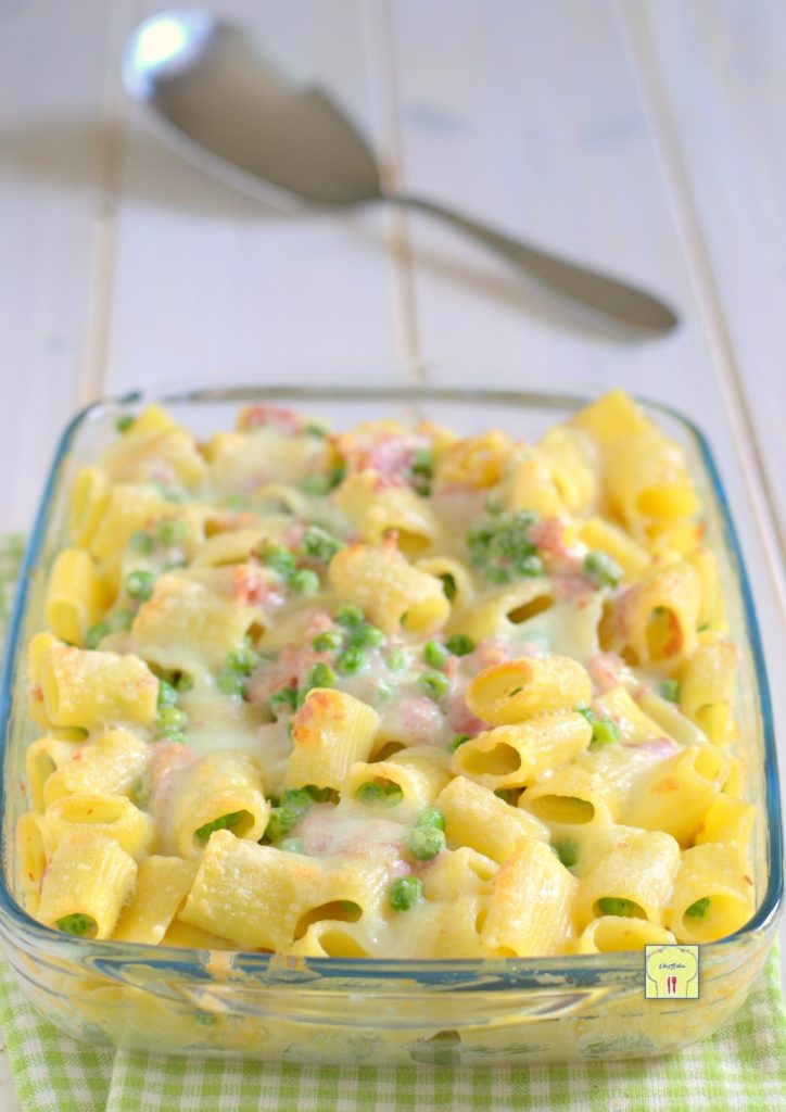 pâtes au four jambon et petits pois gp