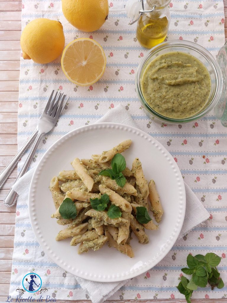 pâtes courgettes menthe et citron