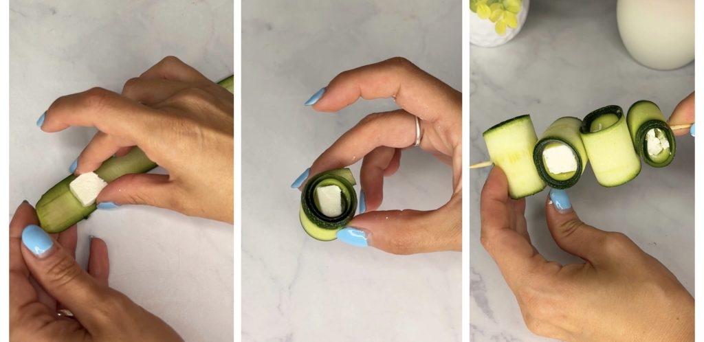 Roulades de courgettes et feta à la friteuse à air