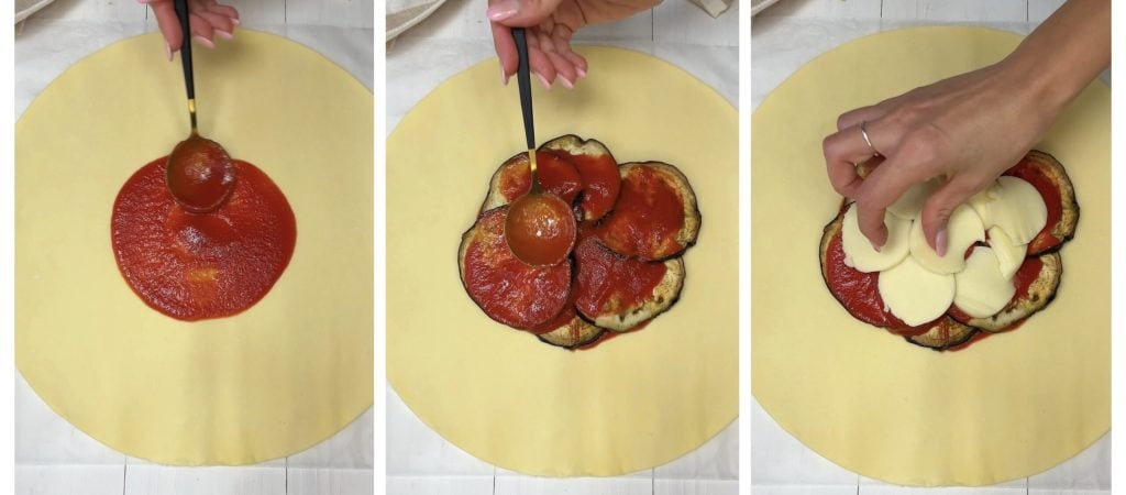 Rustique aux aubergines et provolone dans une friteuse à air