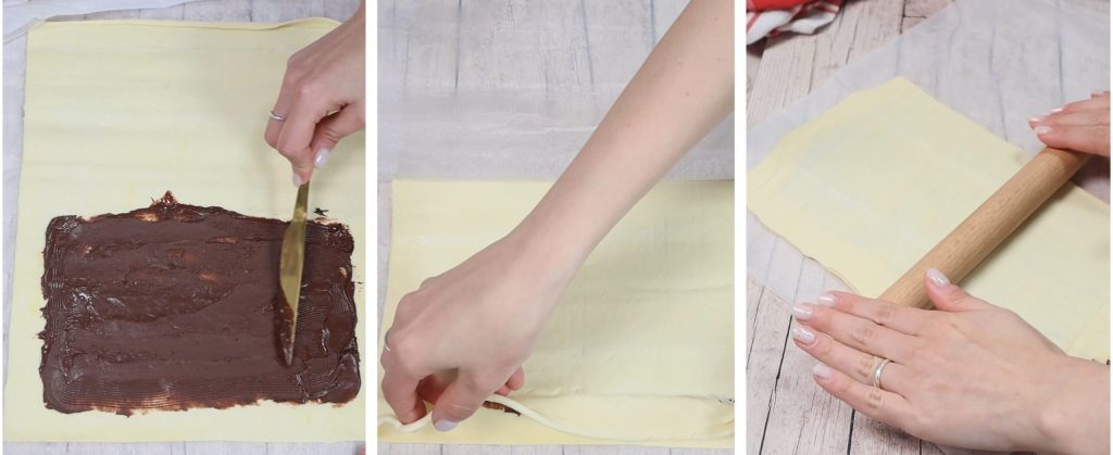 Cœurs de pâte feuilletée avec crème aux noisettes