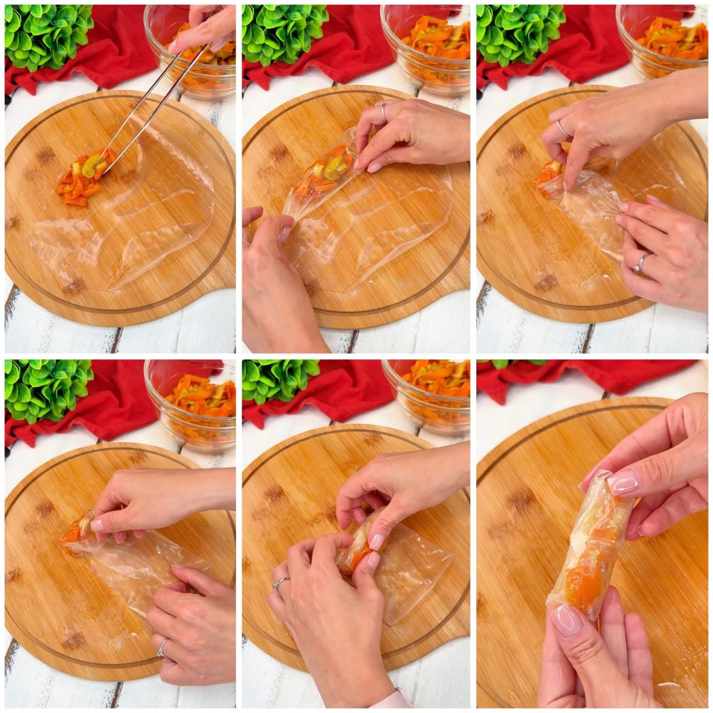 Rouleaux de légumes avec feuilles de riz