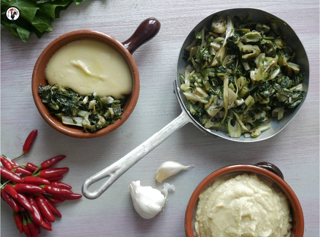 Purée de fèves et chicorée