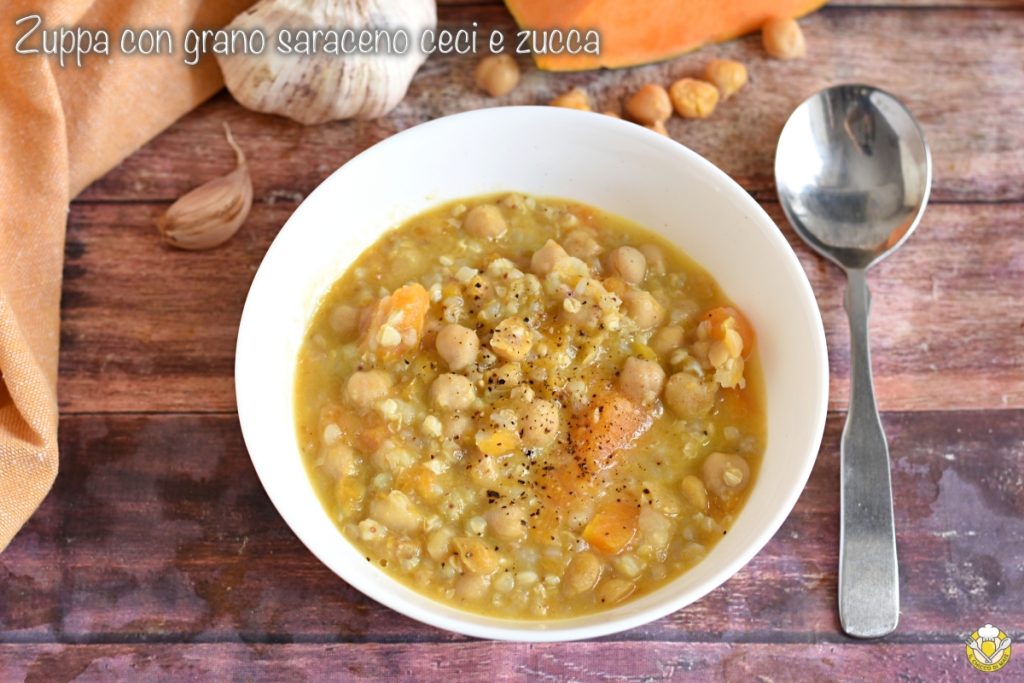 soupe au sarrasin, pois chiches et potiron recette soupe de céréales sans gluten automnale crémeuse savoureuse le grain de maïs