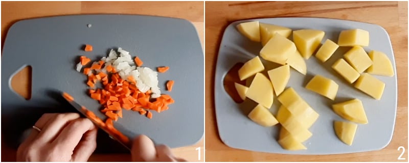 soupe de lentilles et pommes de terre recette soupe saine savoureuse nutritive crémeuse légère le chicco di mais 1 préparer le hachis