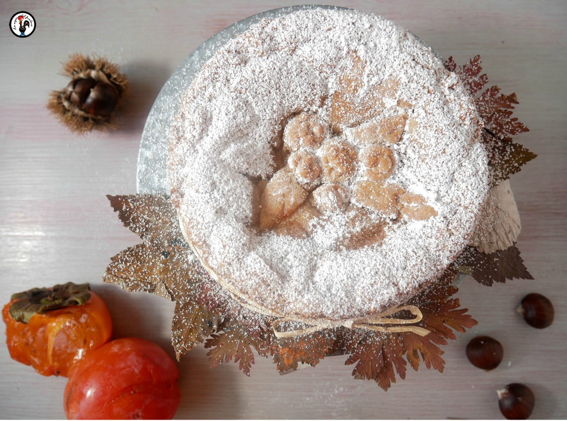 Tarte aux kakis et marrons glacés – Gâteau avec farine de châtaigne
