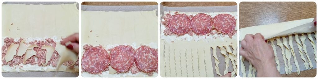 Couronne de pâte feuilletée aux charcuteries et fromages