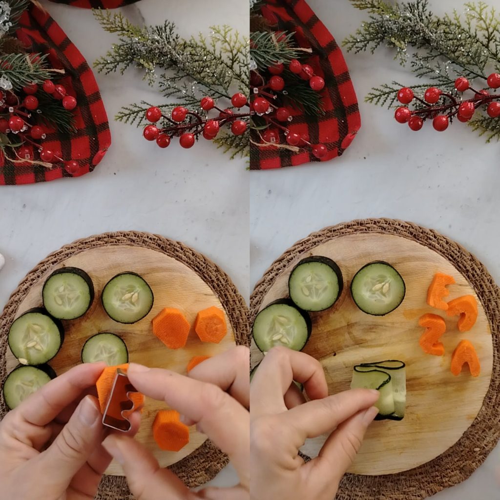 Petits sapins de concombre et carottes