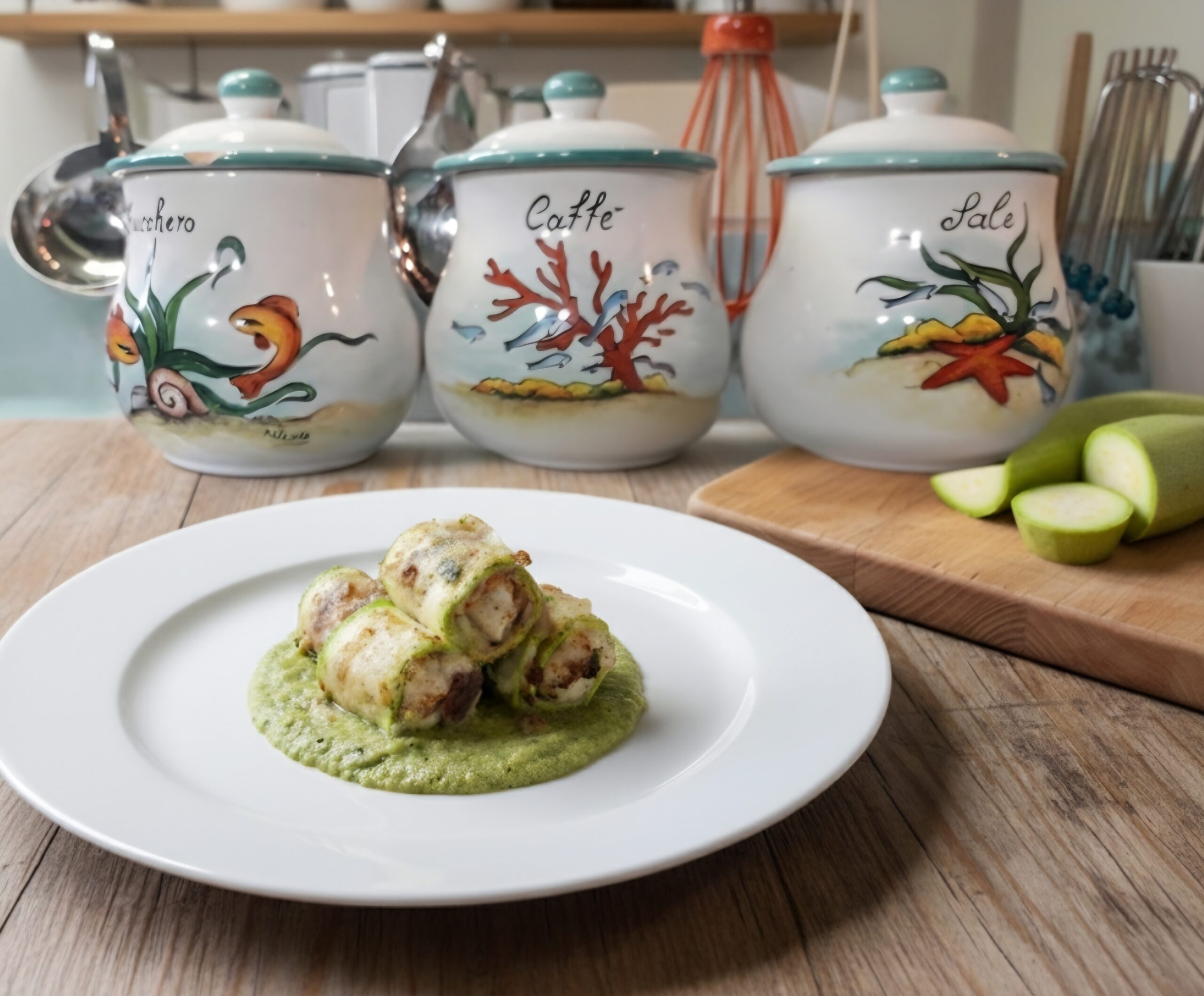 Roulades de courgettes, poulet et menthe