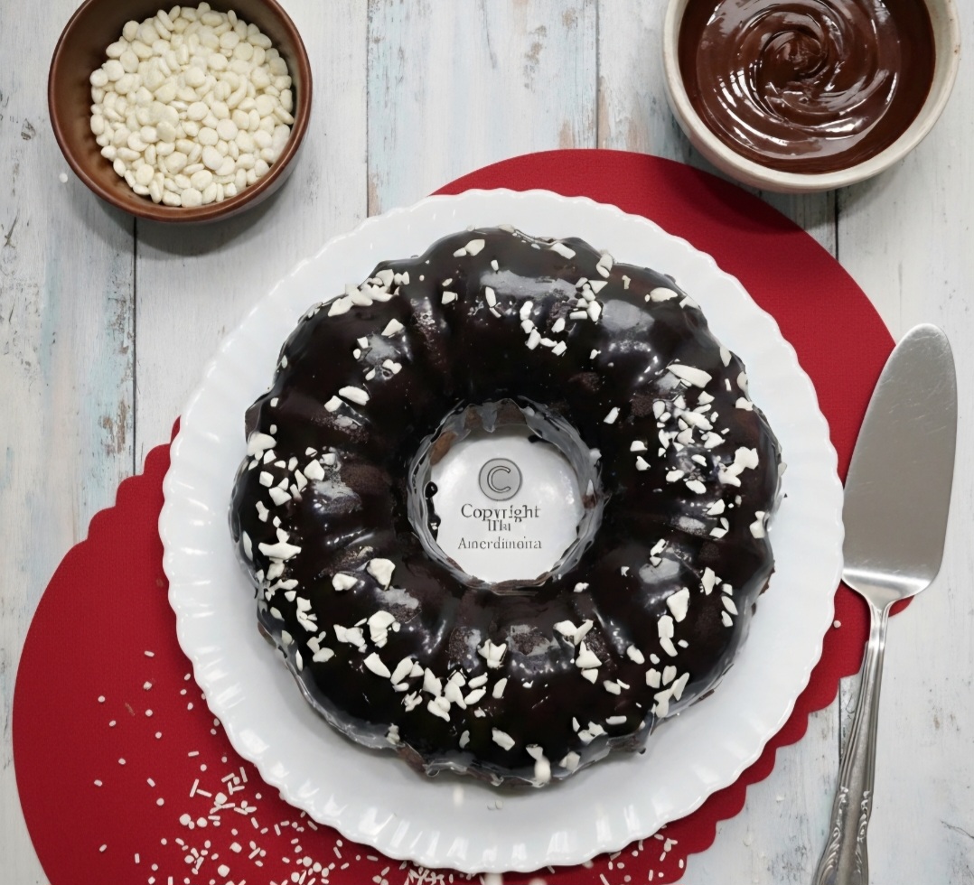 Gâteau couronne avec glaçage au chocolat noir