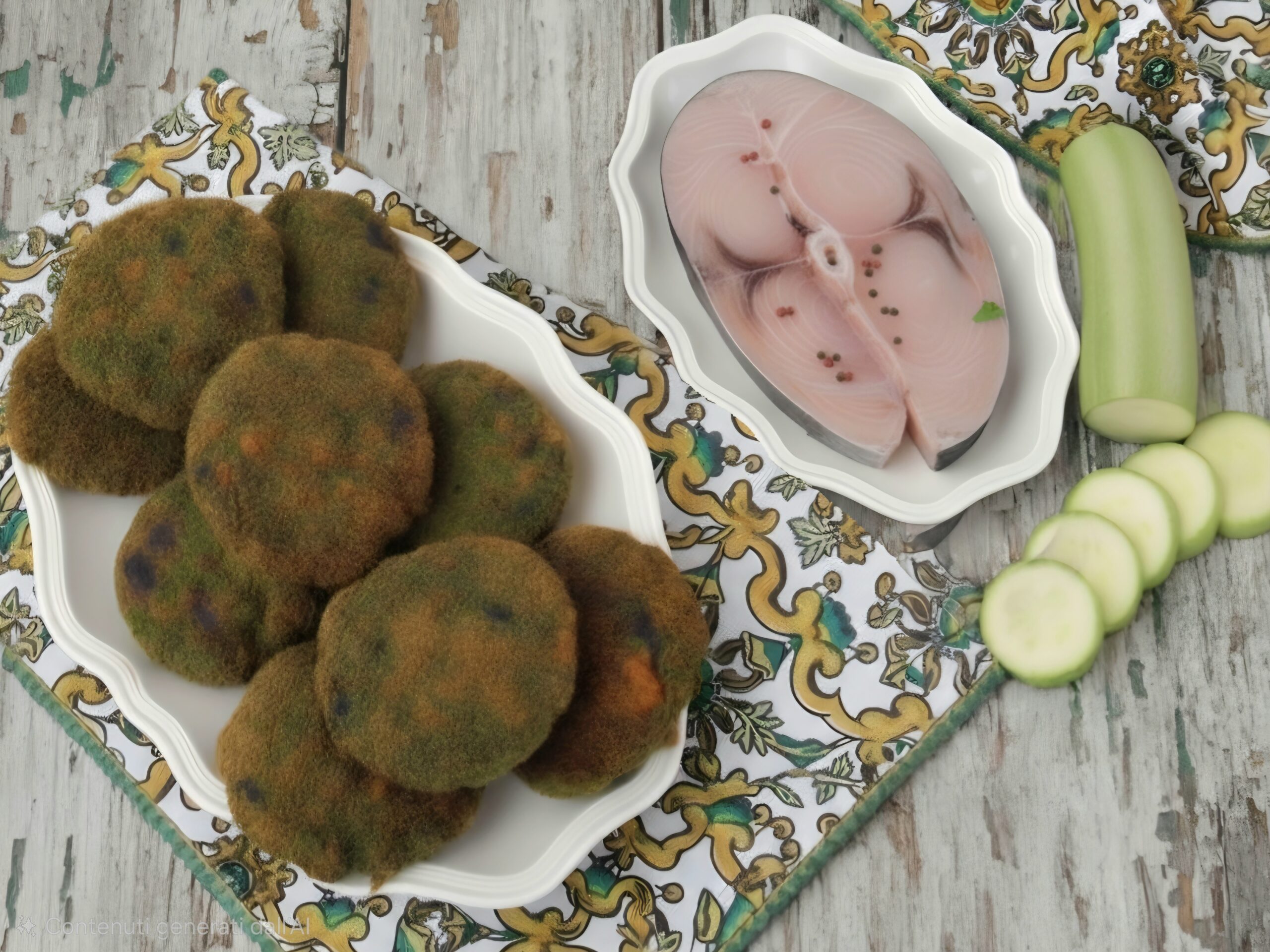 Boulettes de poisson et courgettes