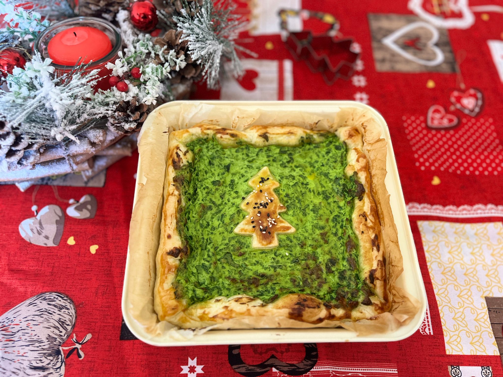 Gâteau des fêtes aux épinards mixés