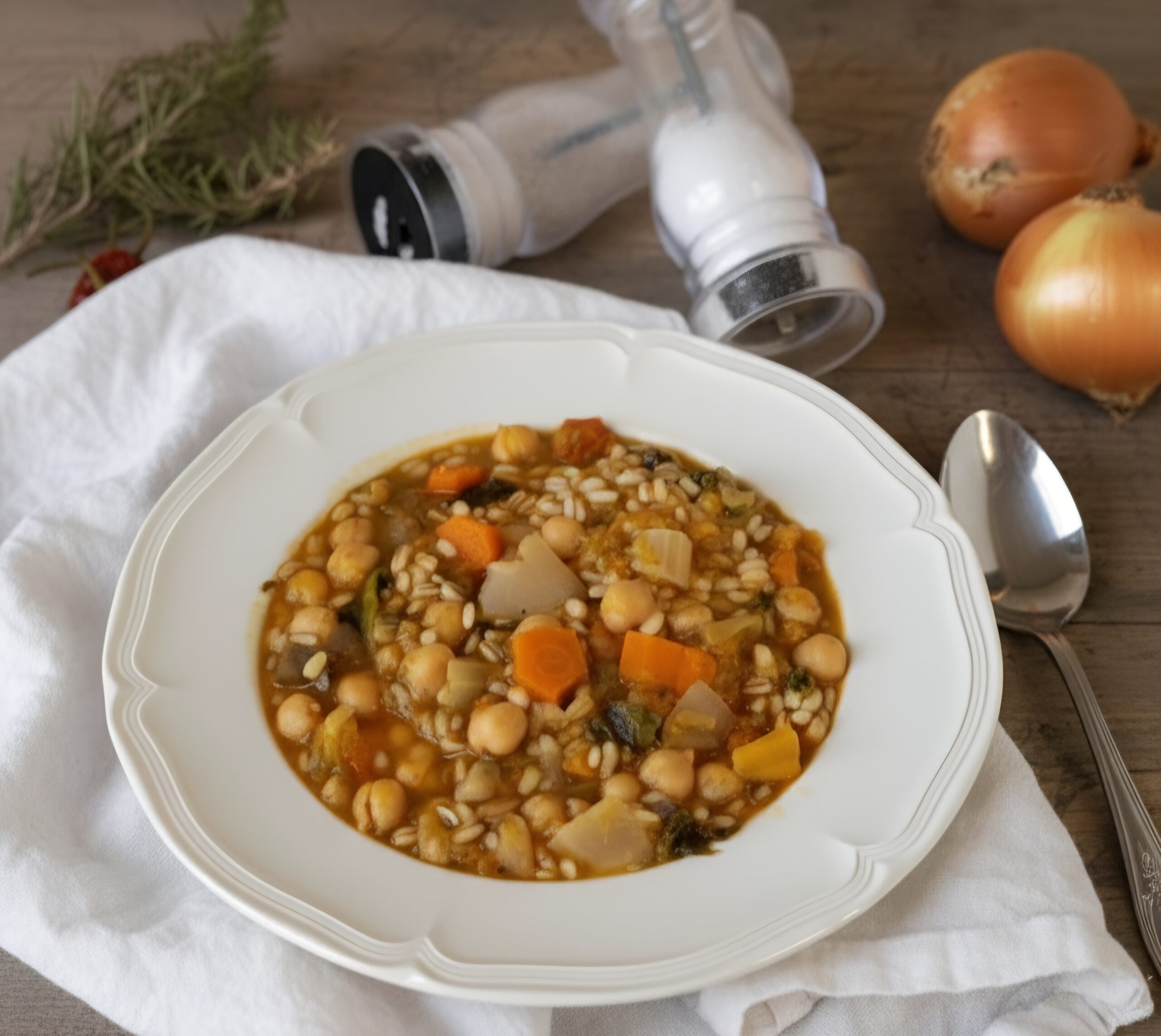 Minestrone enrichi avec pois chiches et céréales